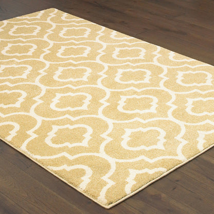 Carson Trefoil Gold/ Ivory Geometric Cut Pile Rug