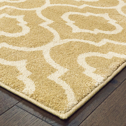 Carson Trefoil Gold/ Ivory Geometric Cut Pile Rug
