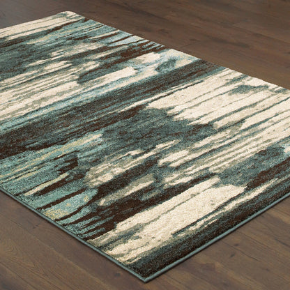 Carson Abstract Blue/ Ivory Cut Pile Rug