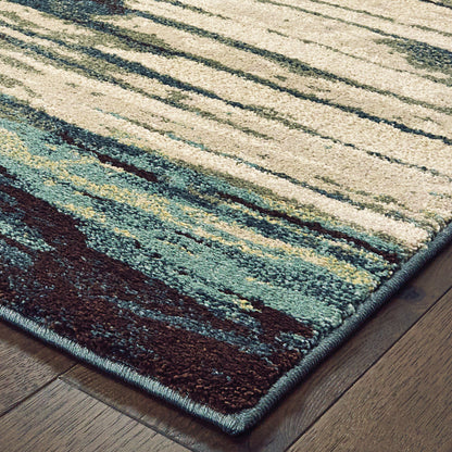 Carson Abstract Blue/ Ivory Cut Pile Rug