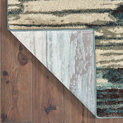 Carson Abstract Blue/ Ivory Cut Pile Rug