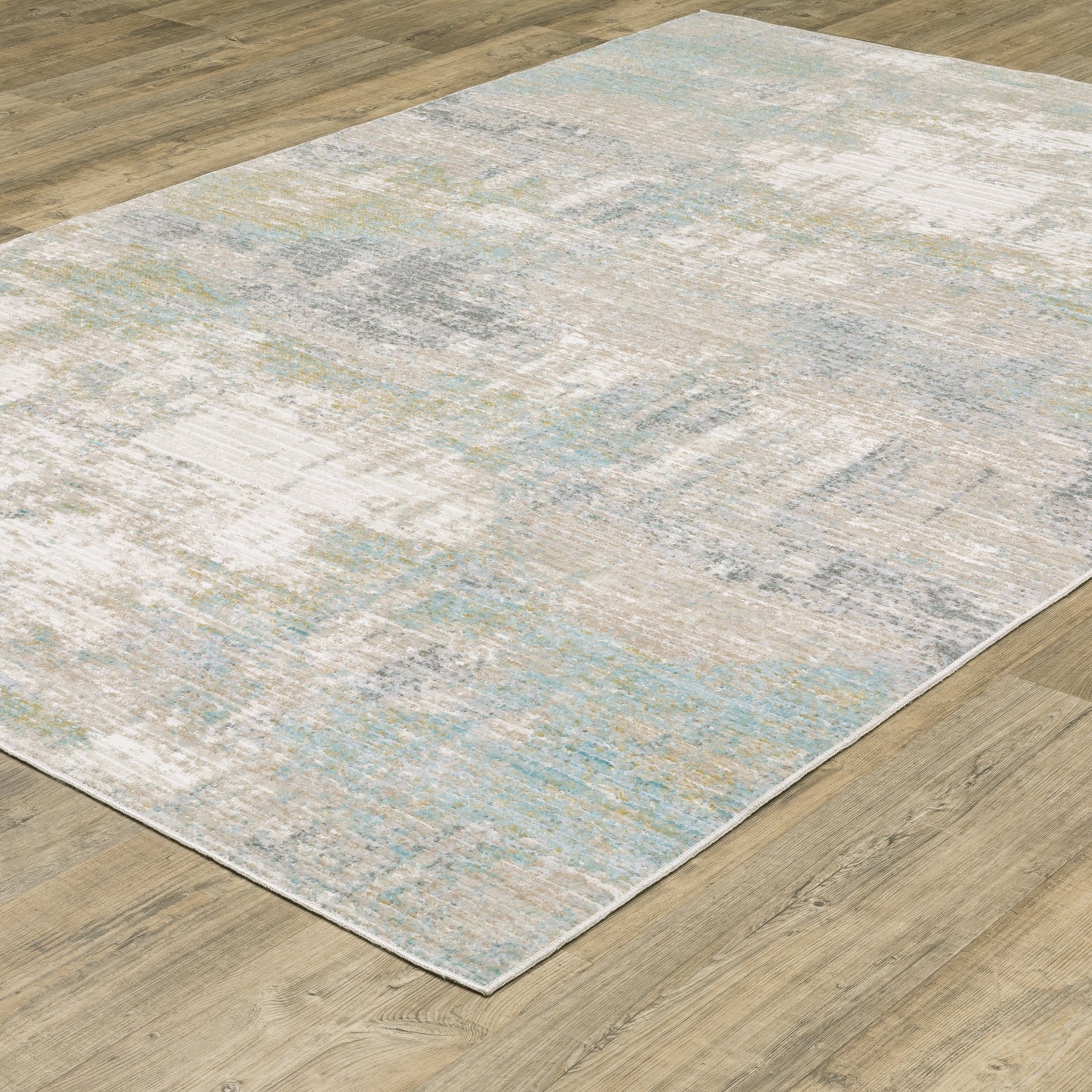 Cavett Abstract Ivory/ Green Cut Pile Rug