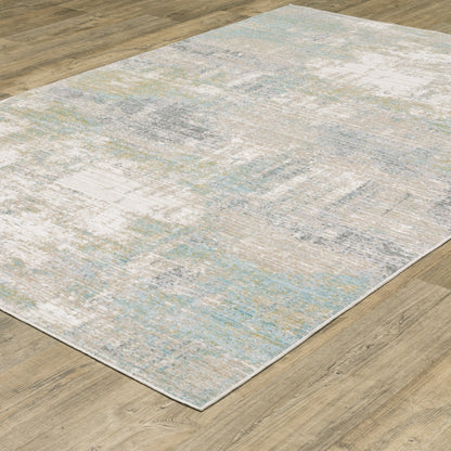 Cavett Abstract Ivory/ Green Cut Pile Rug