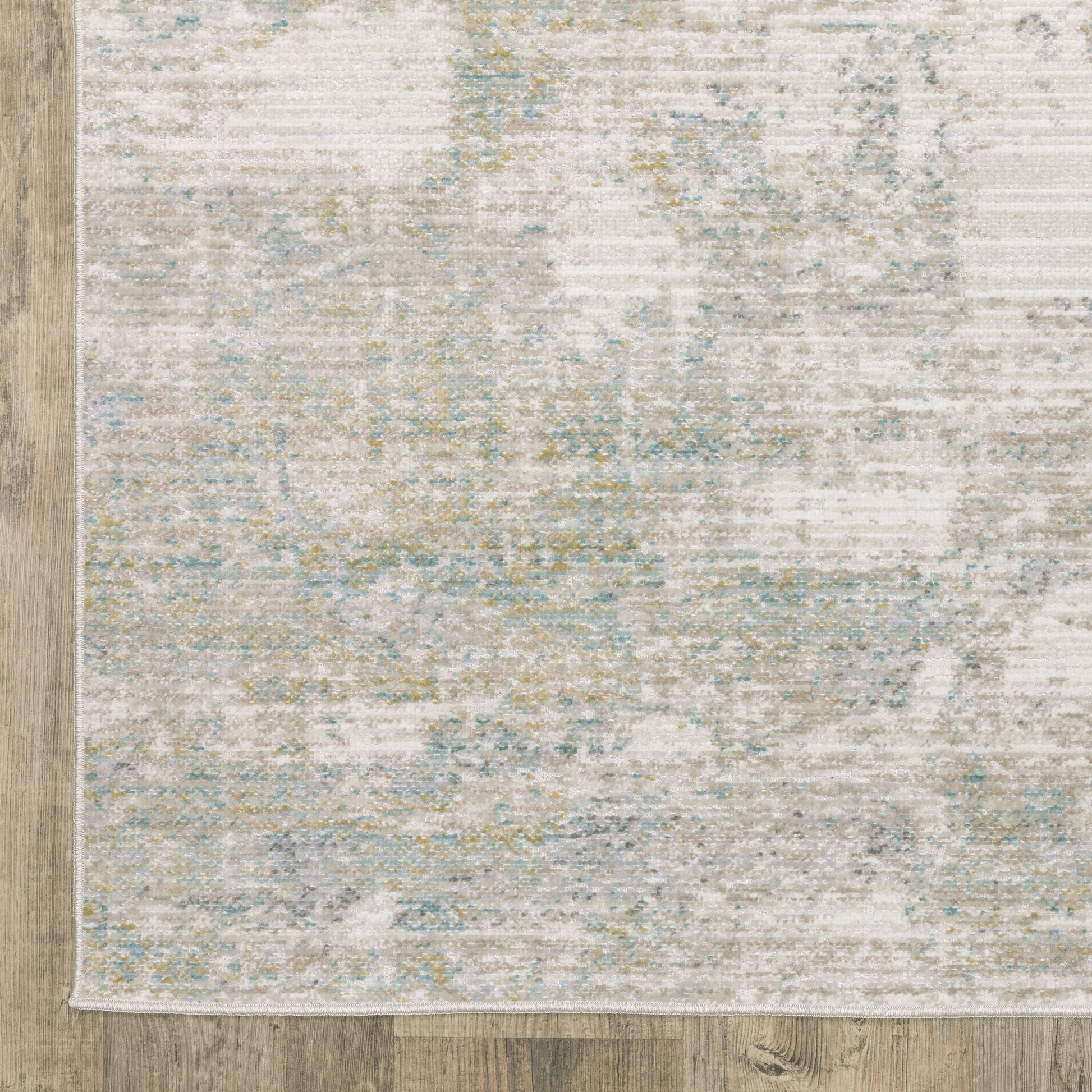Cavett Abstract Ivory/ Green Cut Pile Rug