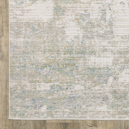 Cavett Abstract Ivory/ Green Cut Pile Rug