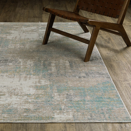 Cavett Abstract Ivory/ Green Cut Pile Rug