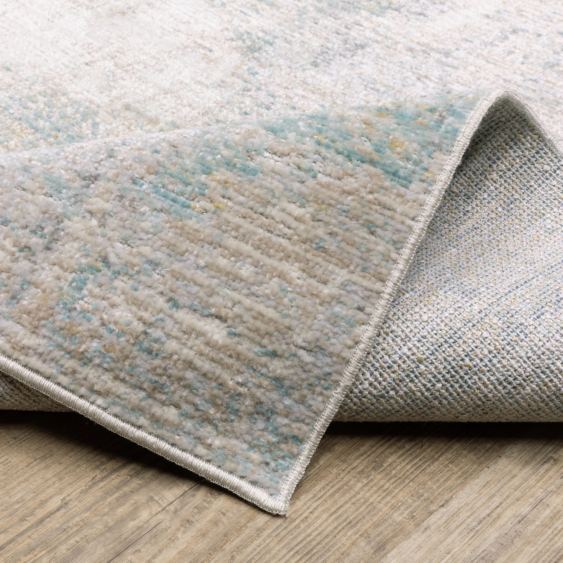 Cavett Abstract Ivory/ Green Cut Pile Rug