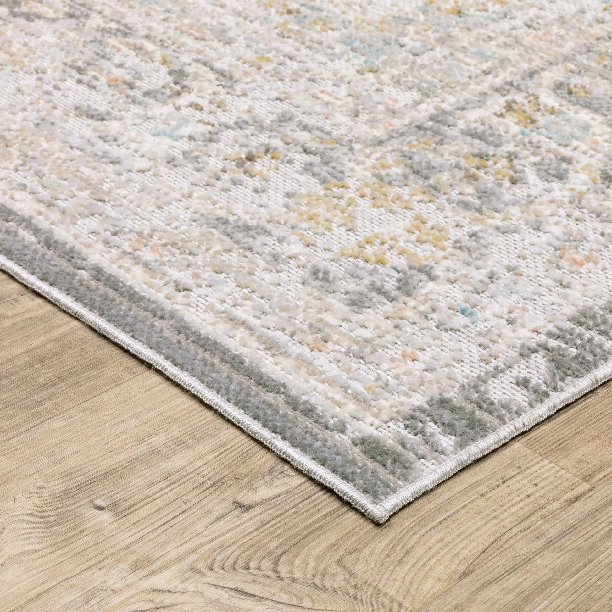 Cavett Distressed Grey/ Orange Medallion Cut Pile Rug