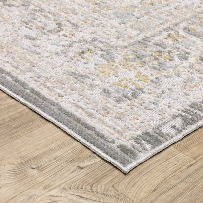 Cavett Distressed Grey/ Orange Medallion Cut Pile Rug