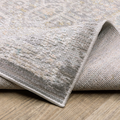 Cavett Distressed Grey/ Orange Medallion Cut Pile Rug