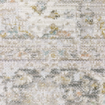 Cavett Distressed Grey/ Orange Medallion Cut Pile Rug