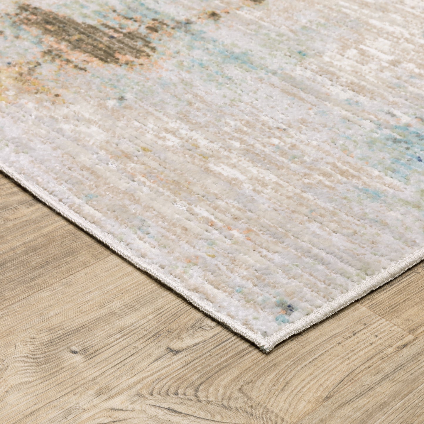 Cavett Distressed Ivory/ Blue Abstract Cut Pile Rug
