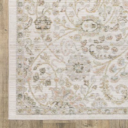Cavett Floral Ivory/ Gold Distressed Cut Pile Rug
