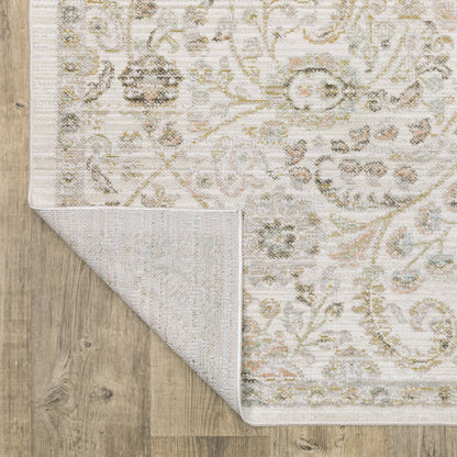 Cavett Floral Ivory/ Gold Distressed Cut Pile Rug