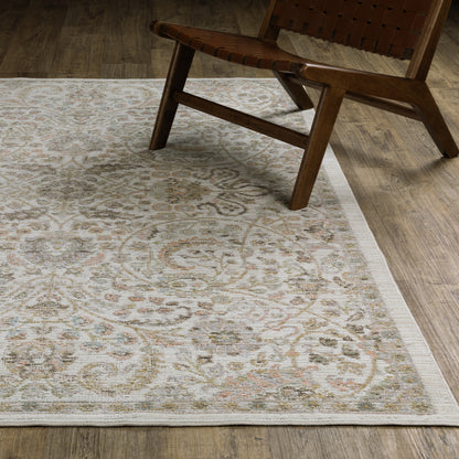 Cavett Floral Ivory/ Gold Distressed Cut Pile Rug