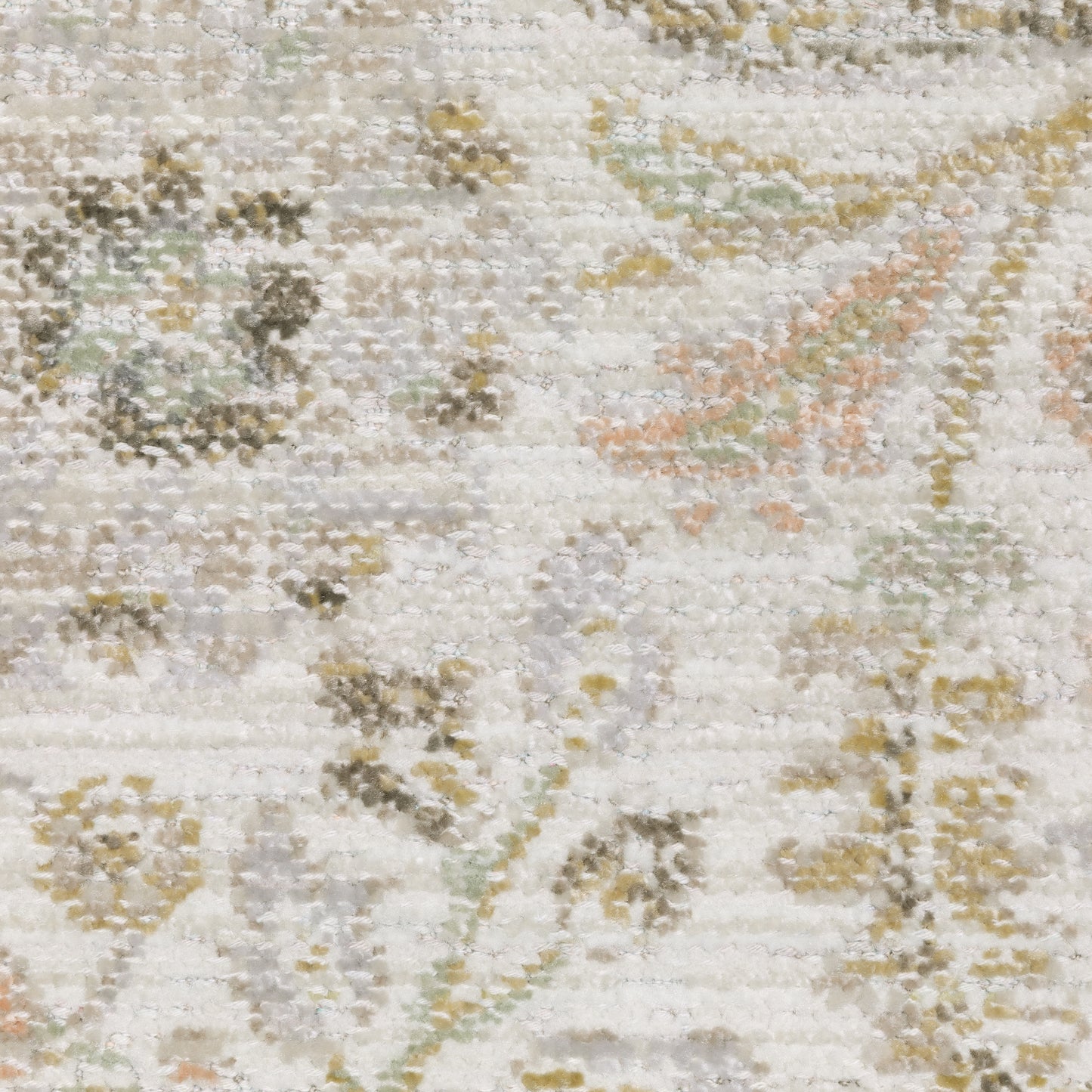 Cavett Floral Ivory/ Gold Distressed Cut Pile Rug