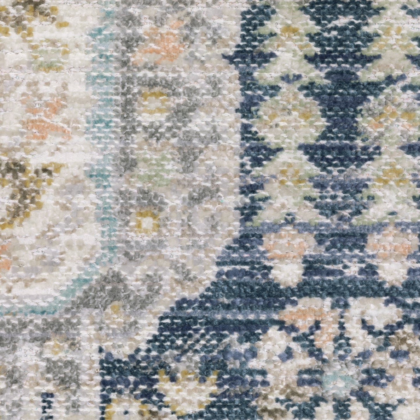 Cavett Medallion Blue/ Gold Distressed Cut Pile Rug