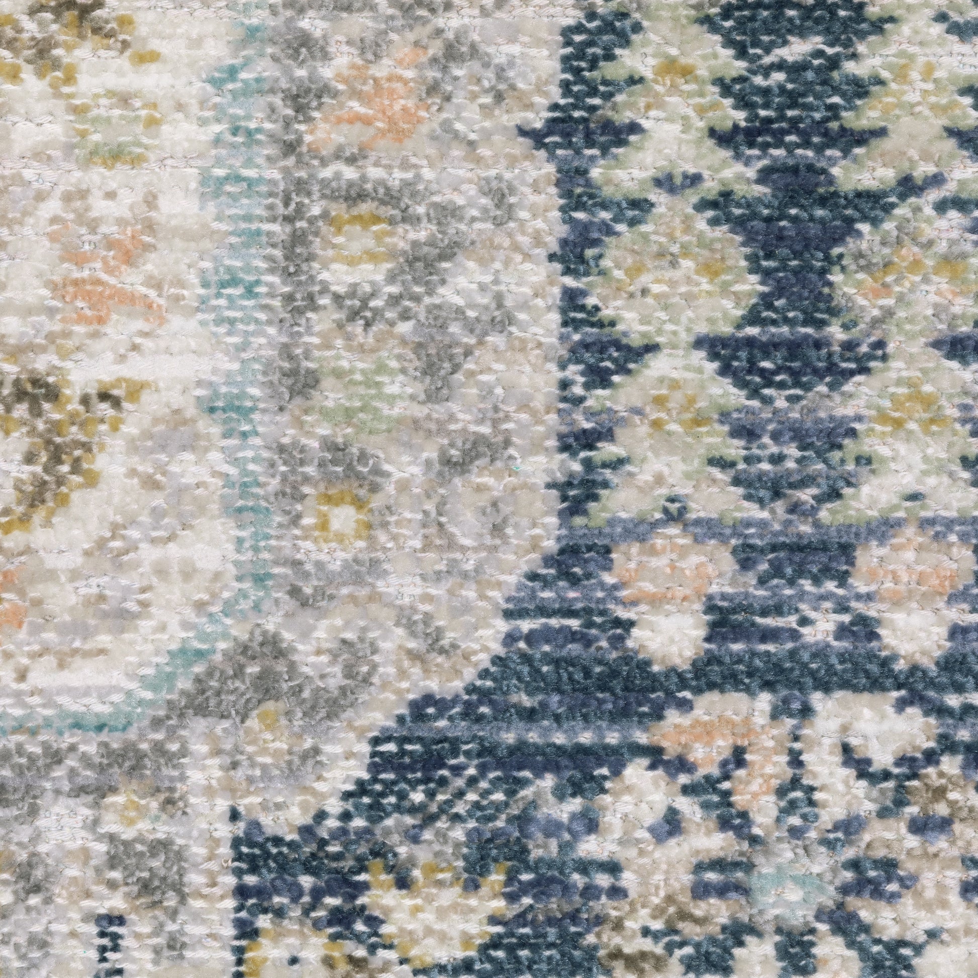 Cavett Medallion Blue/ Gold Distressed Cut Pile Rug