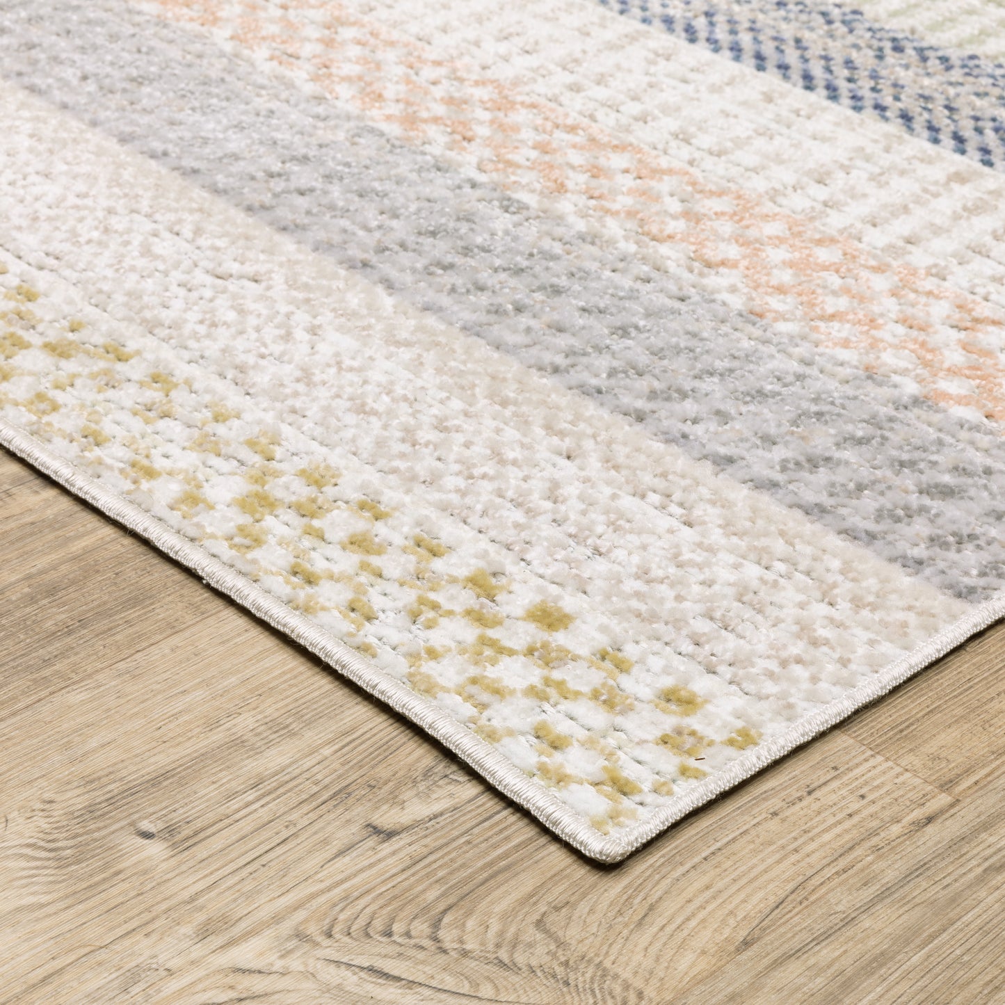 Cavett Stripe Ivory/ Multi Distressed Cut Pile Rug