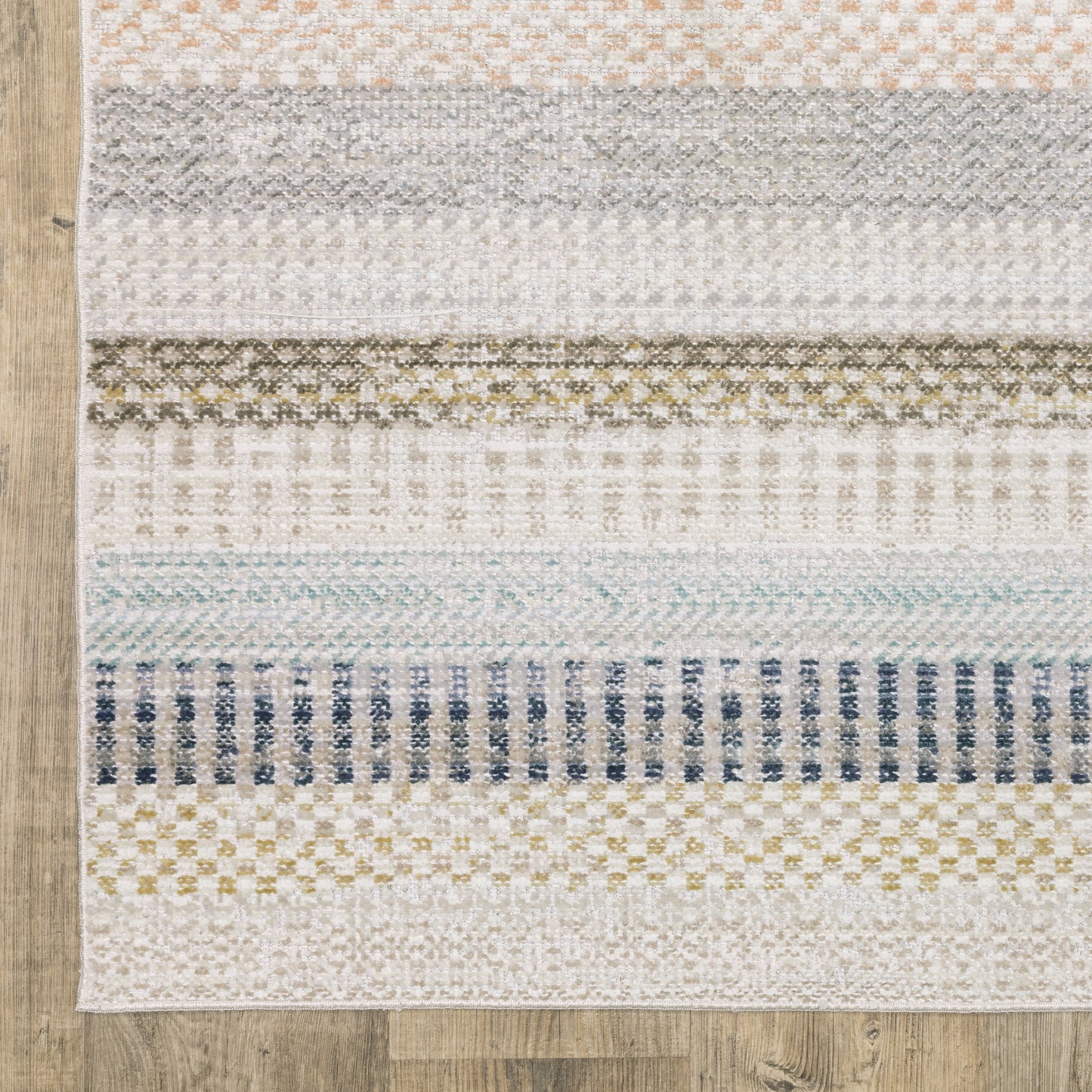 Cavett Stripe Ivory/ Multi Distressed Cut Pile Rug