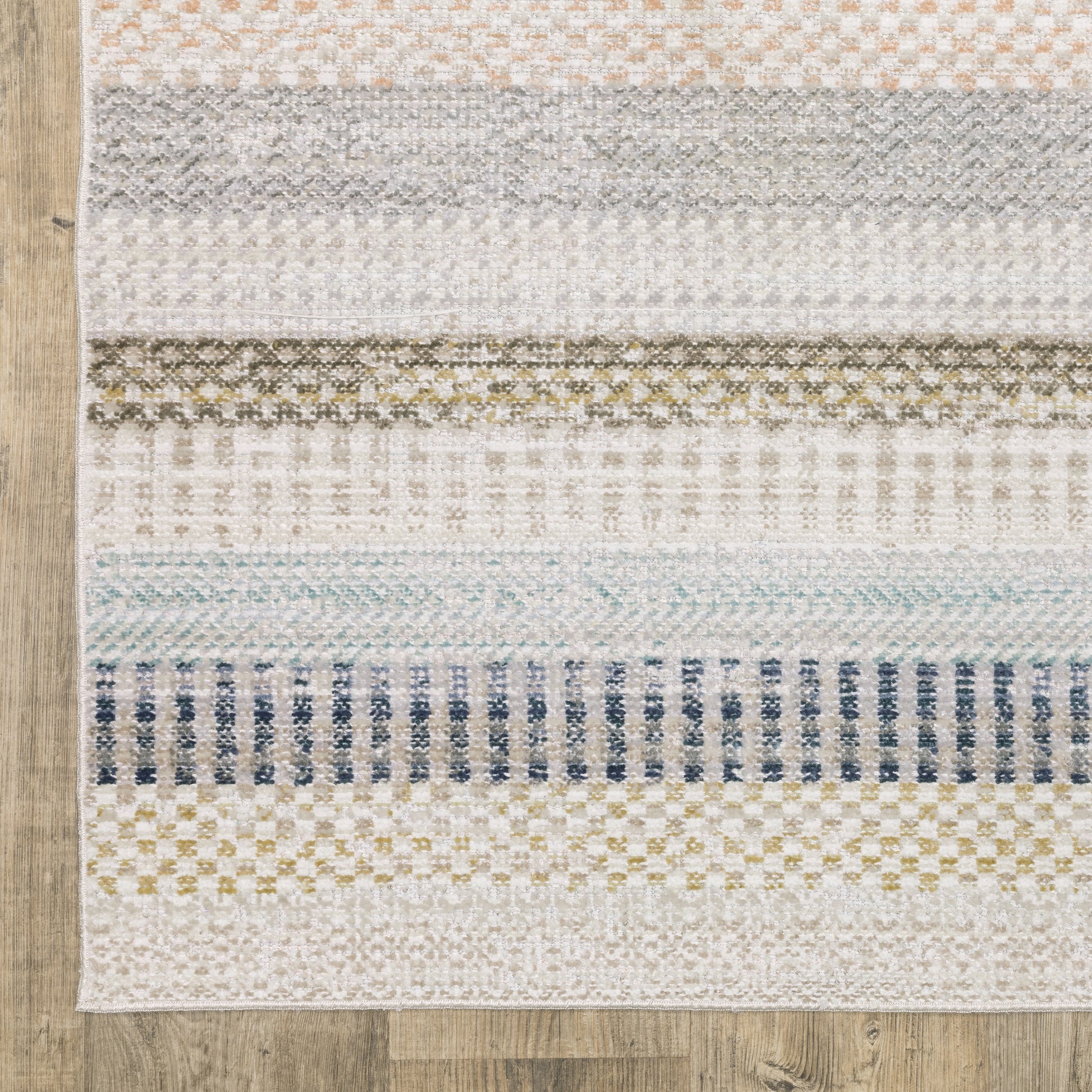 Cavett Stripe Ivory/ Multi Distressed Cut Pile Rug