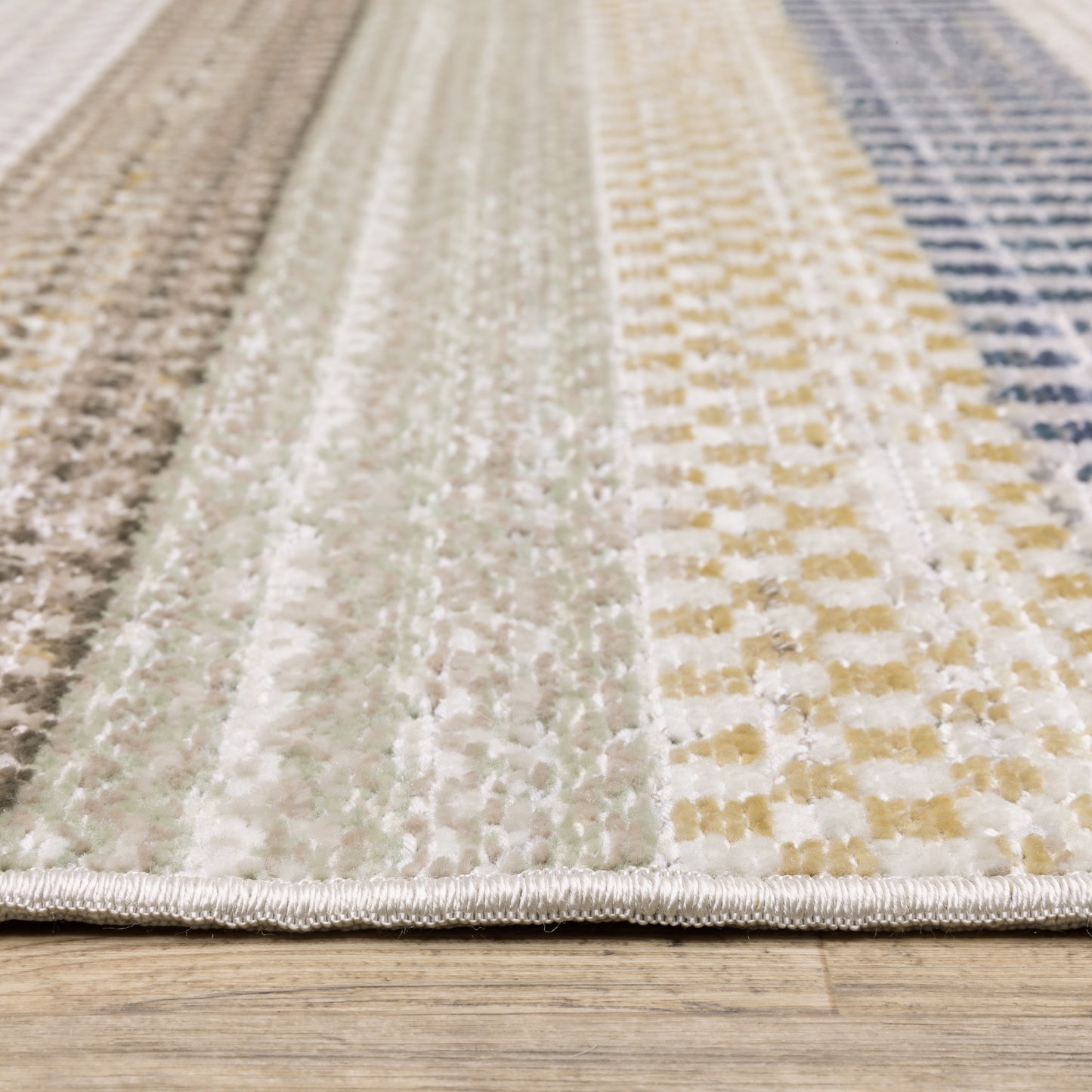Cavett Stripe Ivory/ Multi Distressed Cut Pile Rug