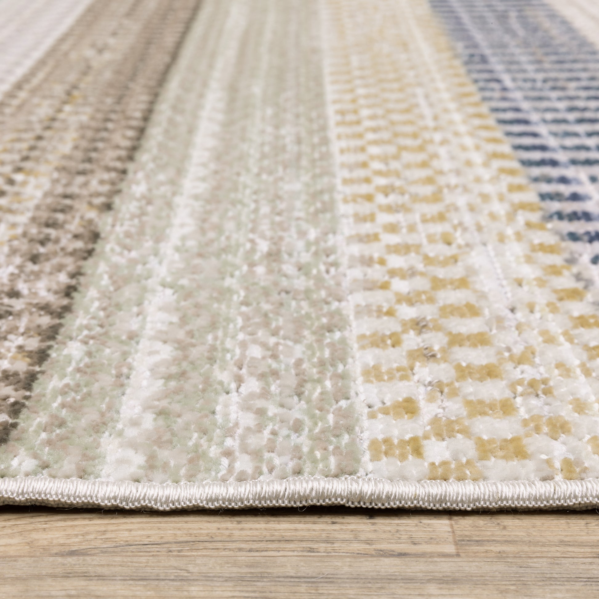 Cavett Stripe Ivory/ Multi Distressed Cut Pile Rug
