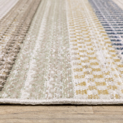 Cavett Stripe Ivory/ Multi Distressed Cut Pile Rug