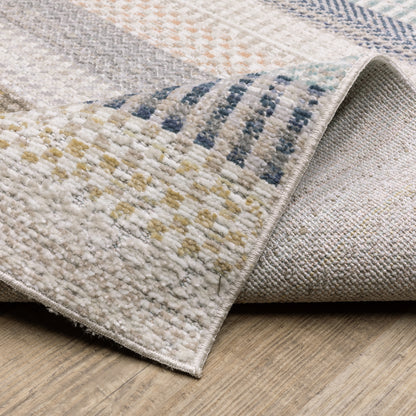 Cavett Stripe Ivory/ Multi Distressed Cut Pile Rug