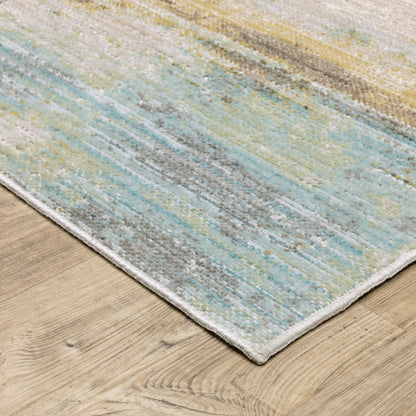 Cavett Distressed Blue/ Beige Abstract Cut Pile Rug