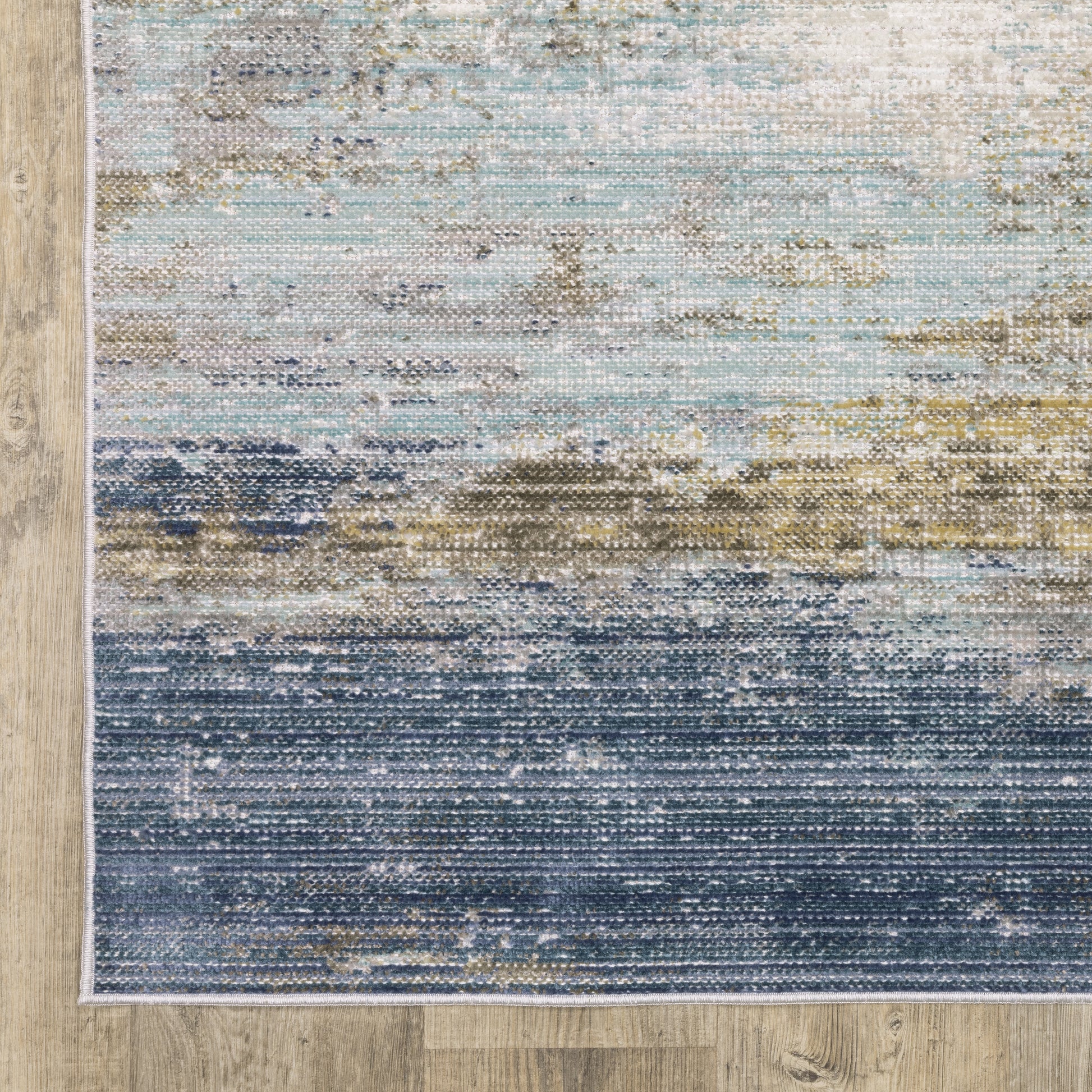 Cavett Distressed Blue/ Beige Abstract Cut Pile Rug