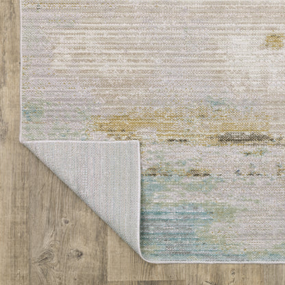 Cavett Distressed Blue/ Beige Abstract Cut Pile Rug