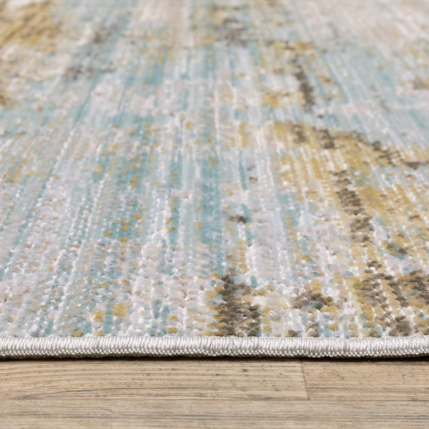 Cavett Distressed Blue/ Beige Abstract Cut Pile Rug
