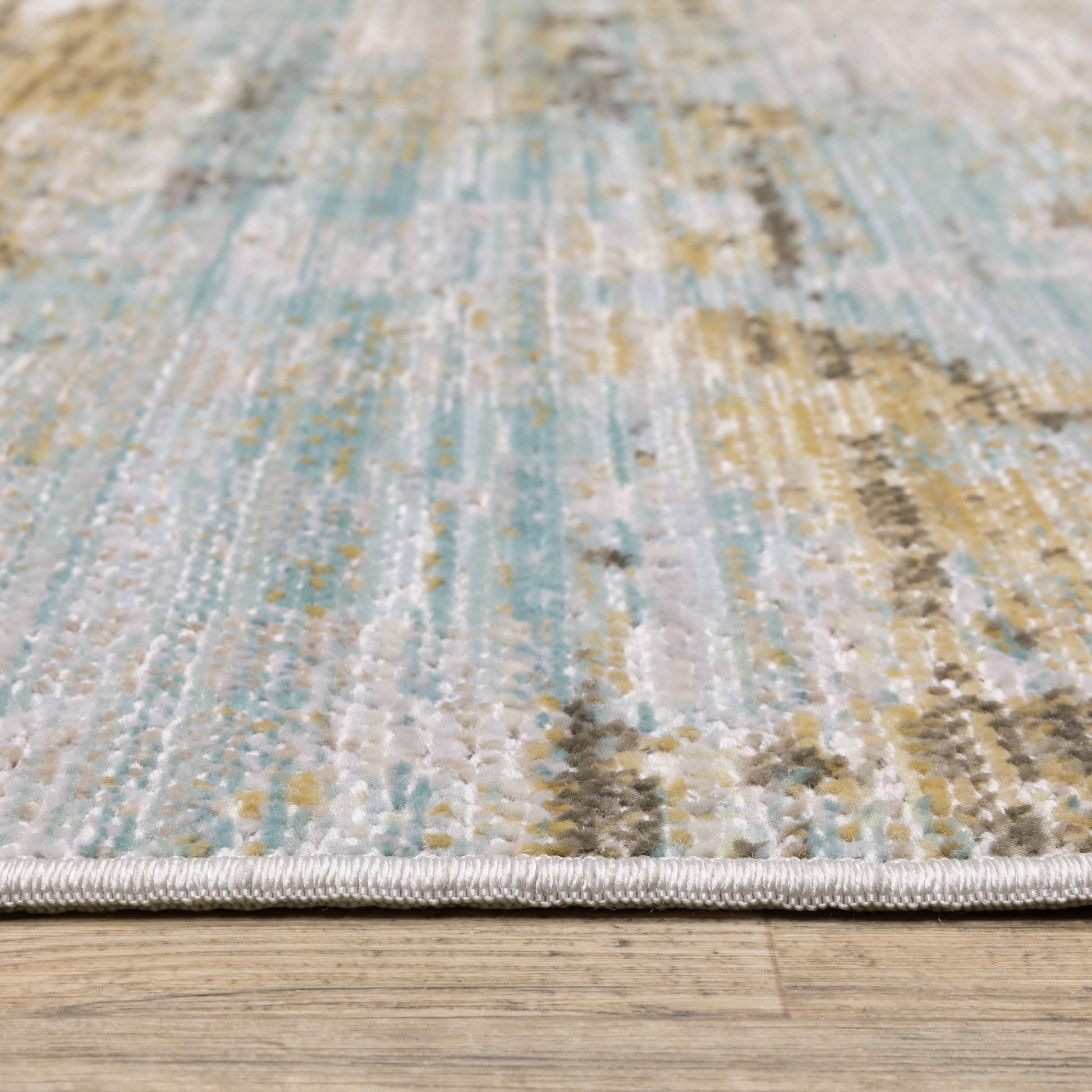 Cavett Distressed Blue/ Beige Abstract Cut Pile Rug