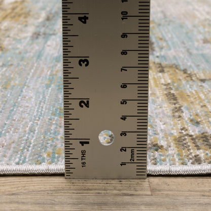 Cavett Distressed Blue/ Beige Abstract Cut Pile Rug