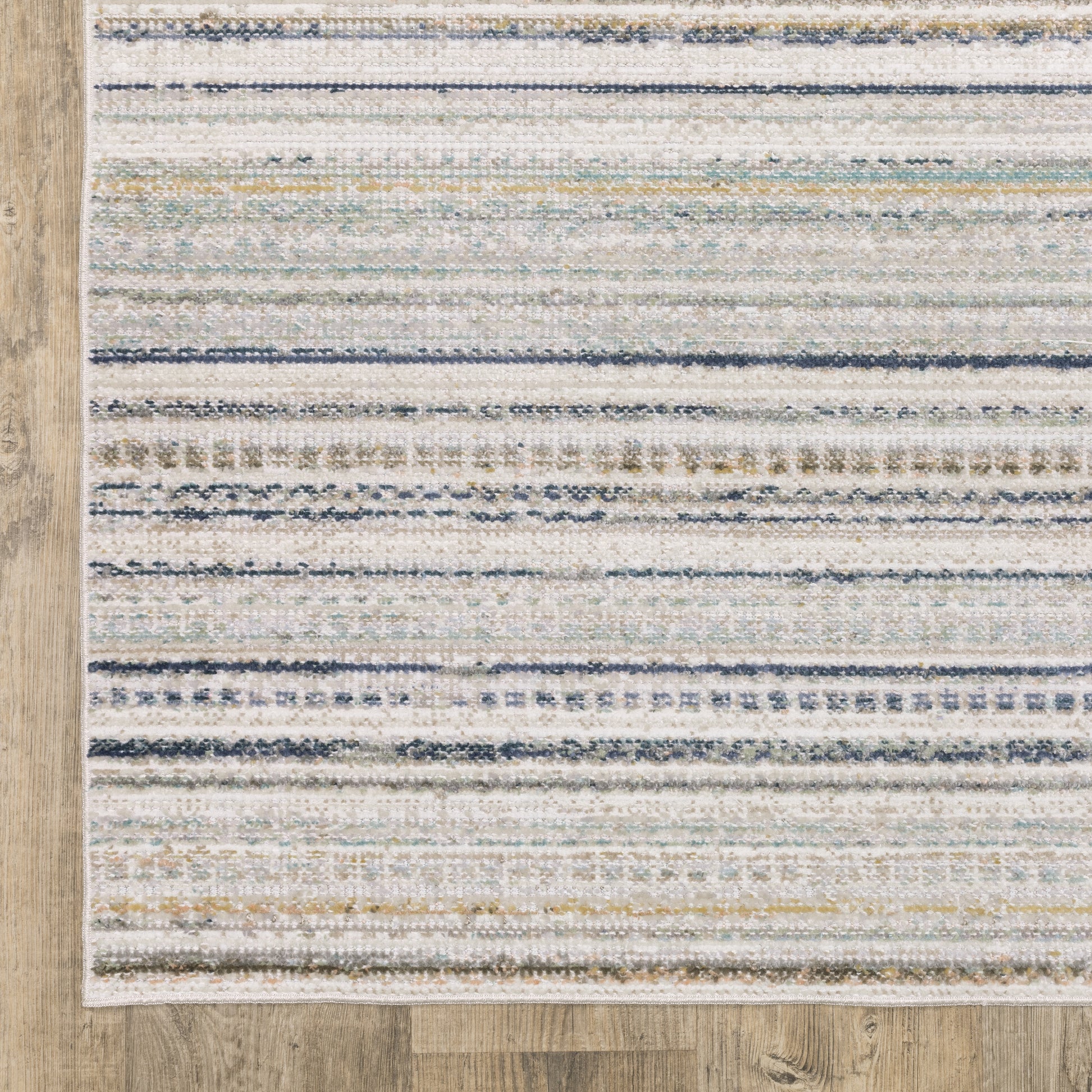 Cavett Stripe Beige/ Multi Distressed Cut Pile Rug