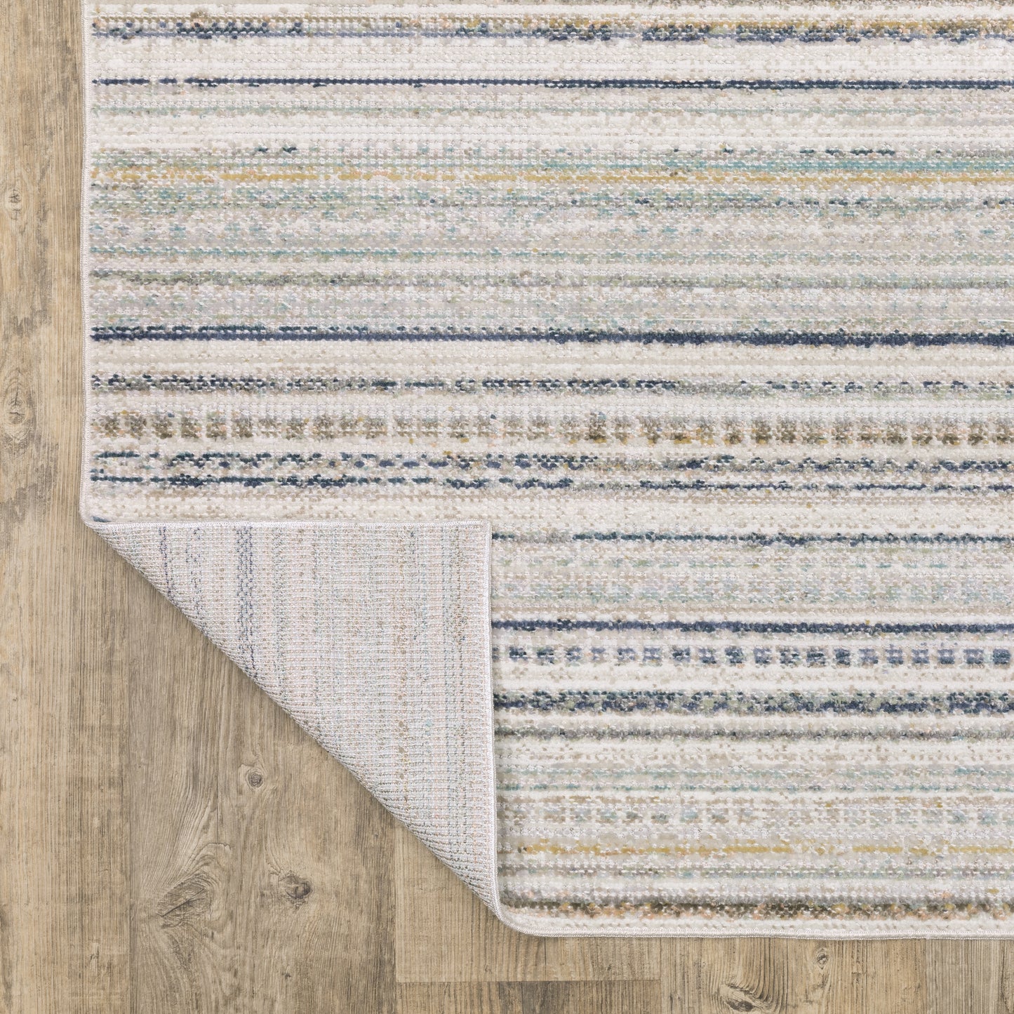 Cavett Stripe Beige/ Multi Distressed Cut Pile Rug