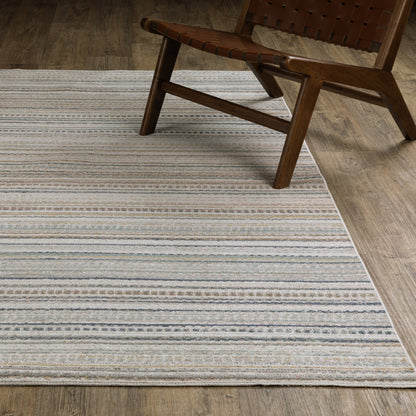 Cavett Stripe Beige/ Multi Distressed Cut Pile Rug