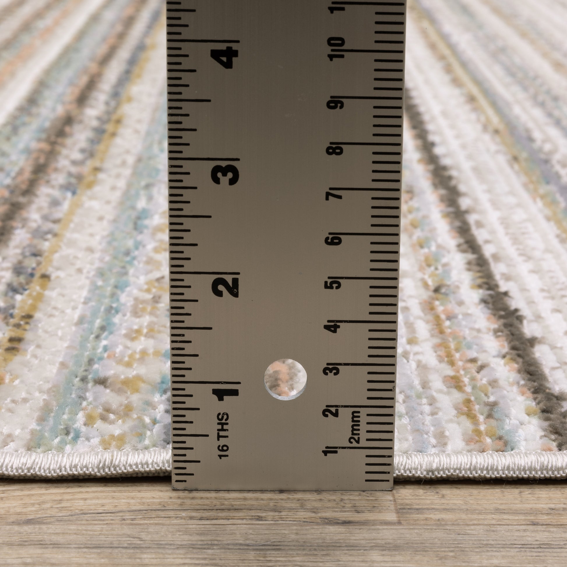 Cavett Stripe Beige/ Multi Distressed Cut Pile Rug