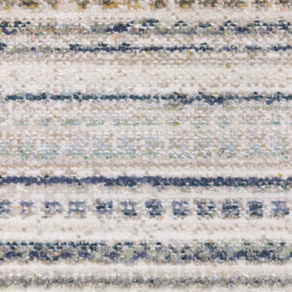 Cavett Stripe Beige/ Multi Distressed Cut Pile Rug