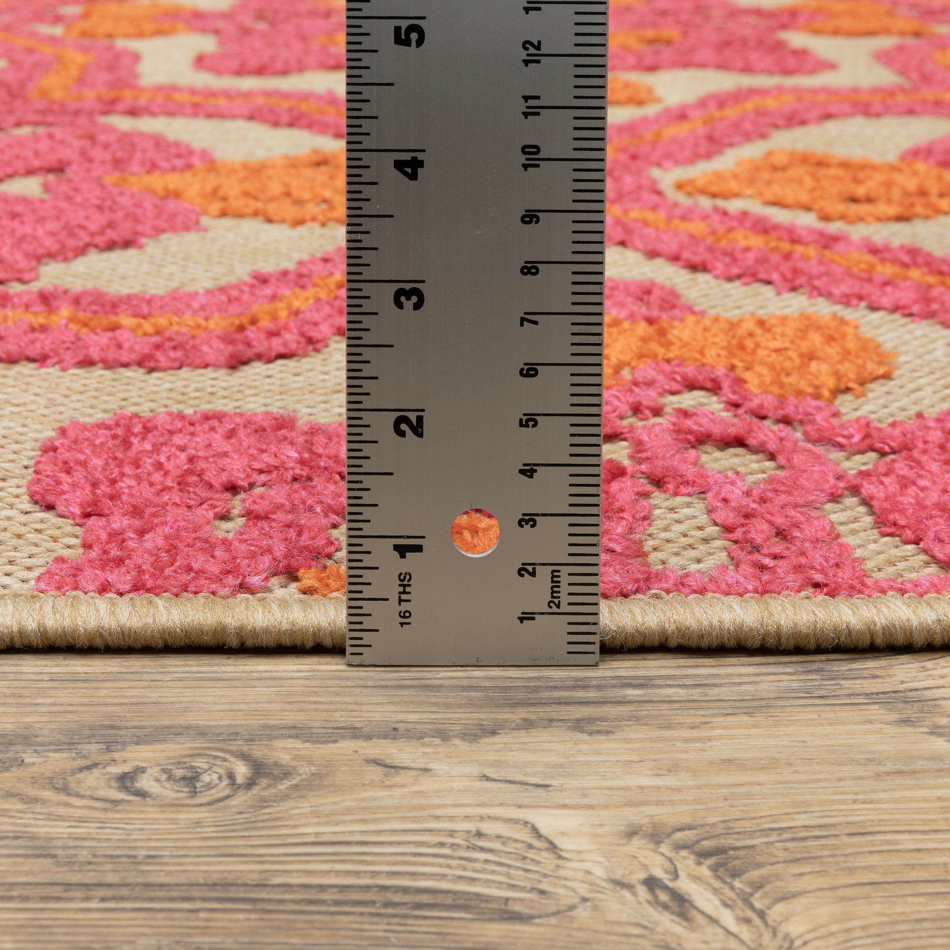 Cayman Medallion Sand/ Pink Outdoor Mixed Pile Rug