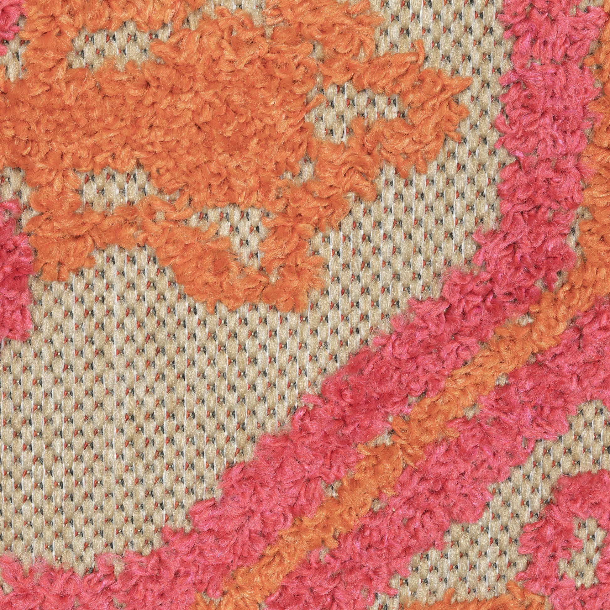 Cayman Medallion Sand/ Pink Outdoor Mixed Pile Rug