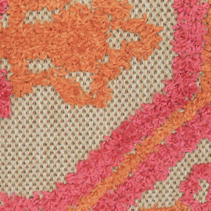 Cayman Medallion Sand/ Pink Outdoor Mixed Pile Rug