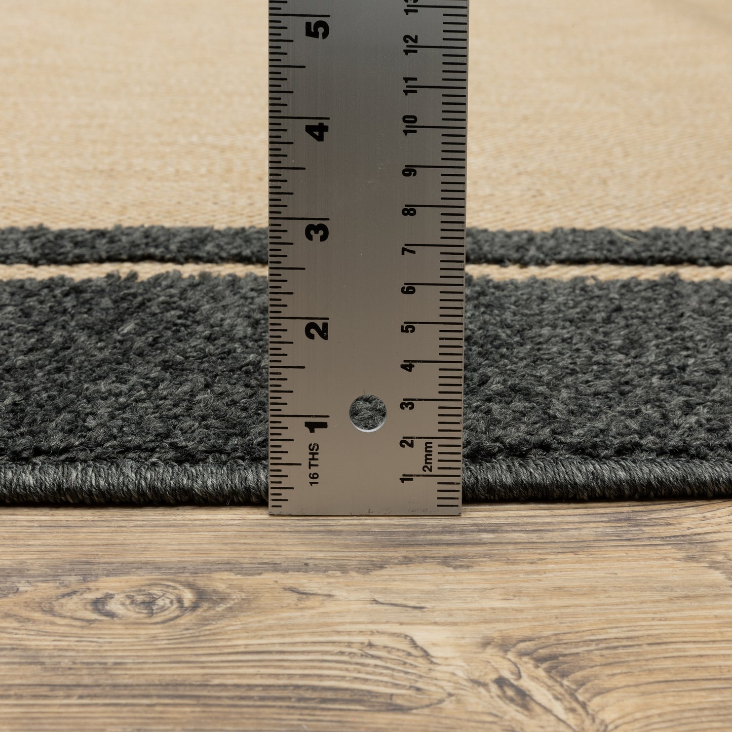 Cayman Outdoor Sand/ Charcoal Border Mixed Pile Rug