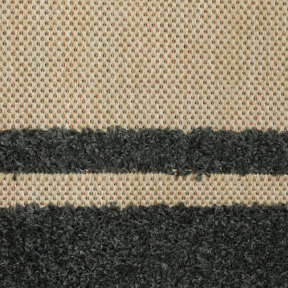 Cayman Outdoor Sand/ Charcoal Border Mixed Pile Rug