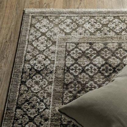 Chamberlain Medallion Grey/ Beige Distressed Cut Pile Rug