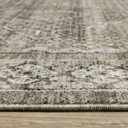 Chamberlain Medallion Grey/ Beige Distressed Cut Pile Rug