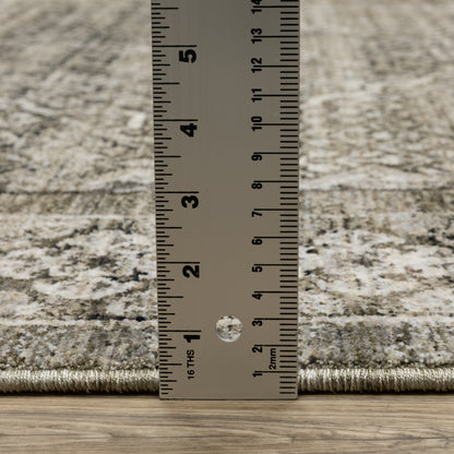 Chamberlain Medallion Grey/ Beige Distressed Cut Pile Rug