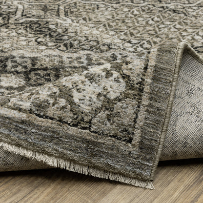 Chamberlain Medallion Grey/ Beige Distressed Cut Pile Rug
