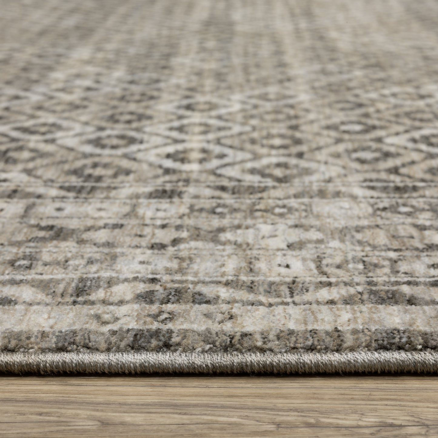 Chamberlain Border Grey/ Black Distressed Cut Pile Rug